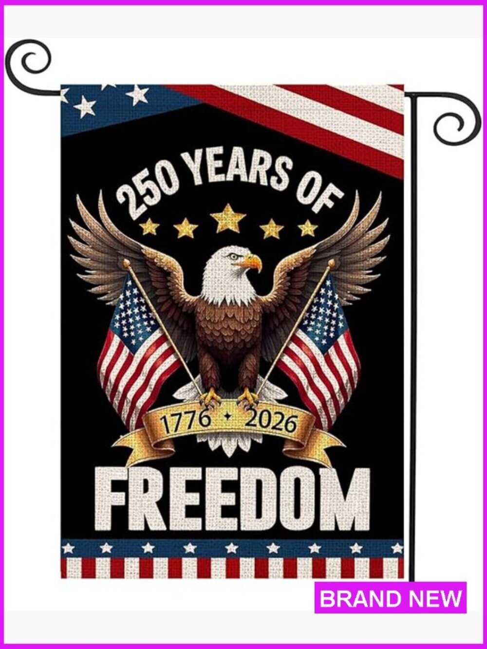250 Year American Anniversary Garden Flag Outside Decor Double Sided Burlap
